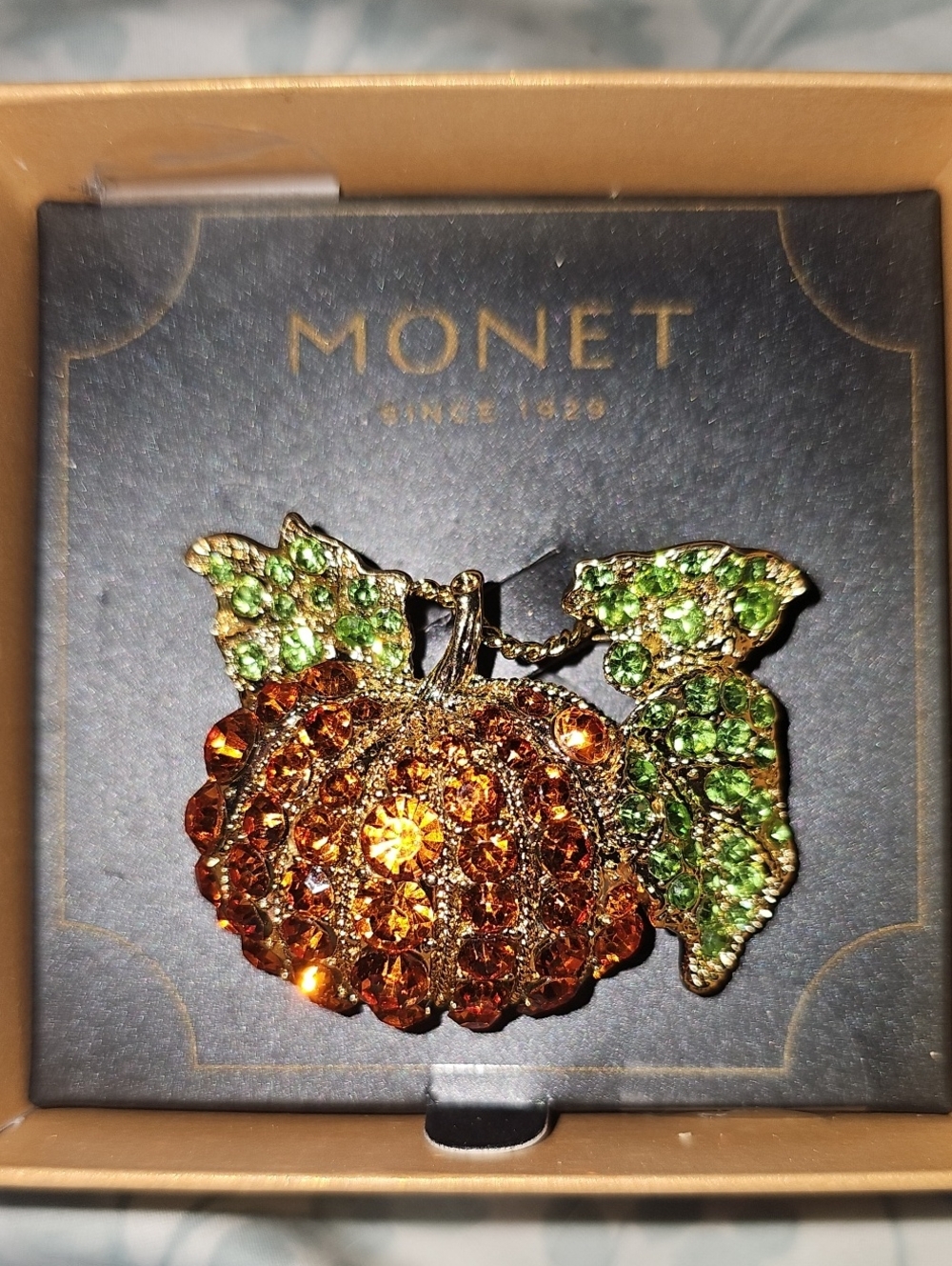 Monet Pumpkin Brooch